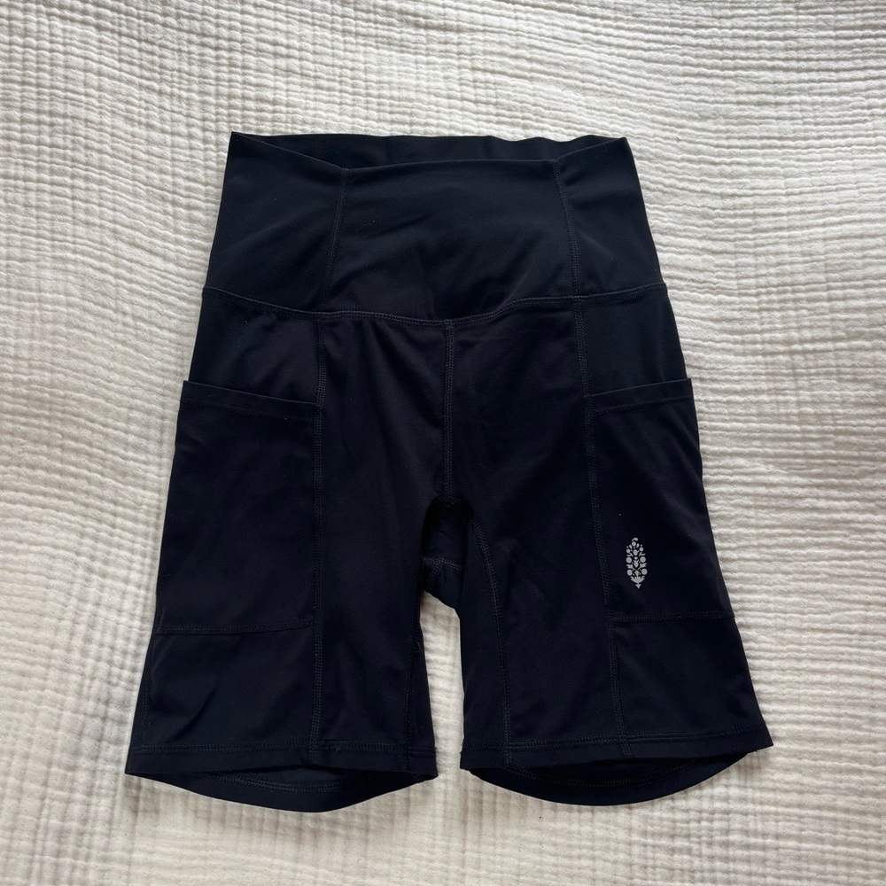 FP Movement High-Waist Black Women’s Bike Shorts with Side Pockets